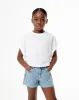 Short tiro medio denim brillo y elástico interno índigo claro niña sold by Gef