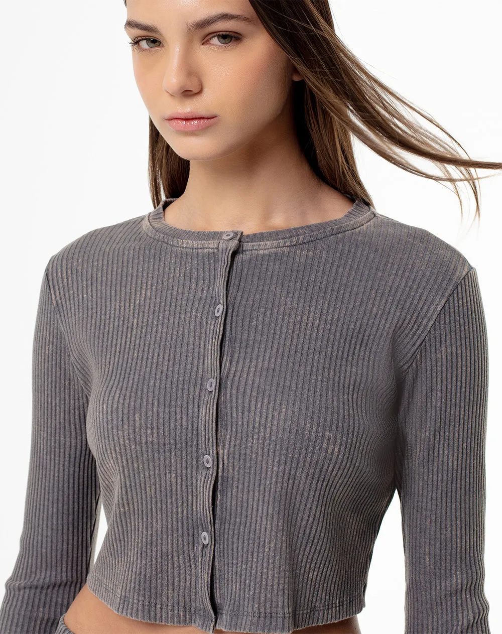 Camiseta slim fit manga larga gris sold by Gef product image thumbnail 3