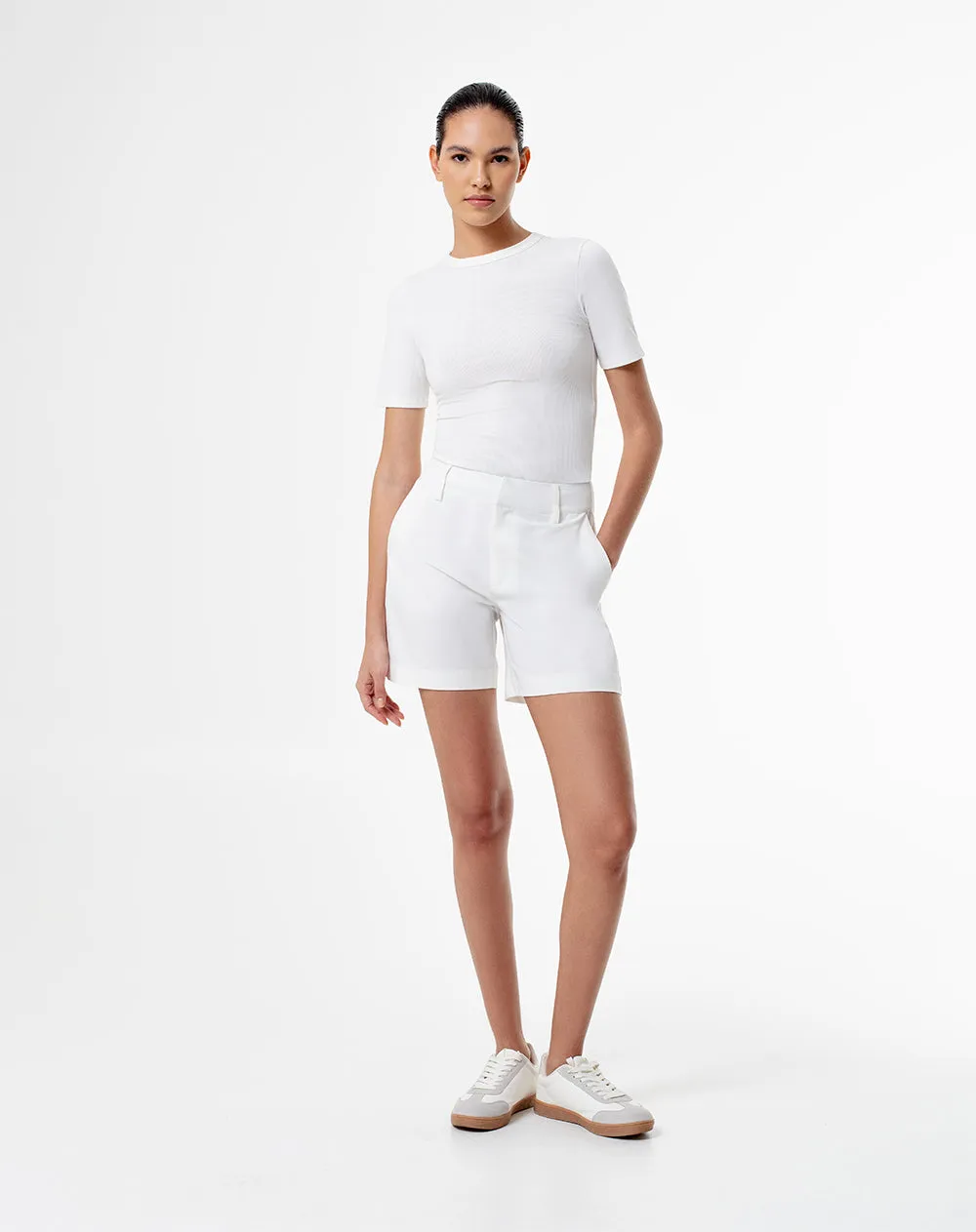 Camiseta slim rib algodón blanca mujer sold by Gef product image thumbnail 4