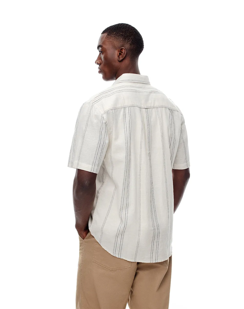 Camisa manga corta regular lino rayas hombre sold by Gef product image thumbnail 2