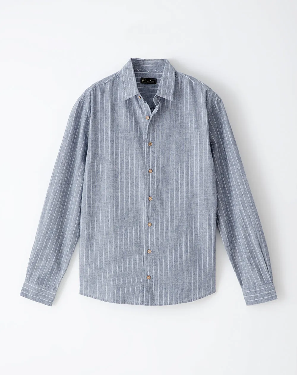 Camisa manga larga regular lino rayas hombre sold by Gef product image thumbnail 5