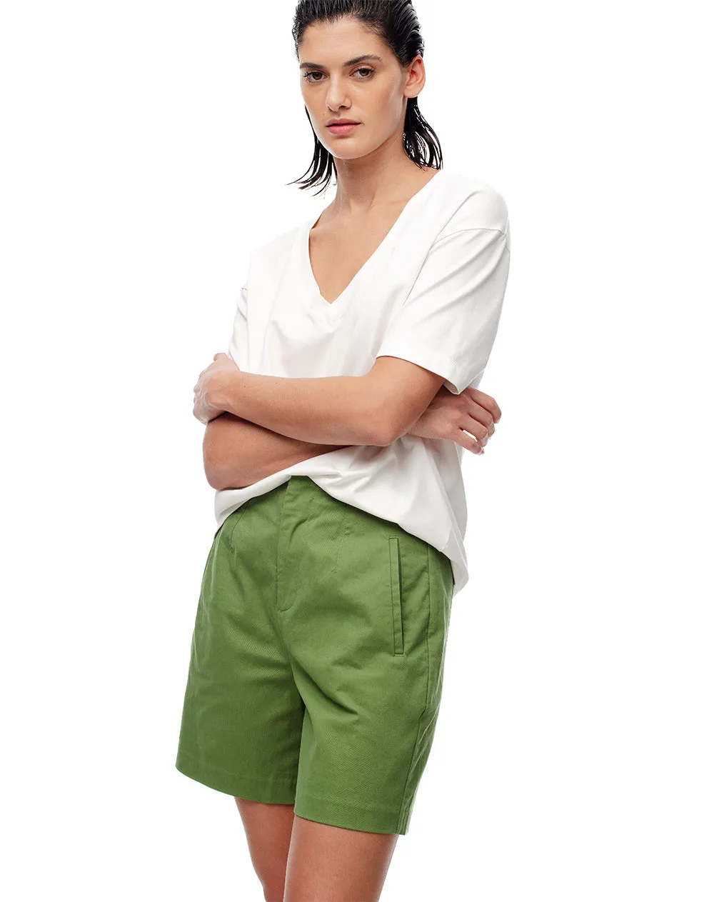 Short tiro alto algodón verde mujer sold by Gef