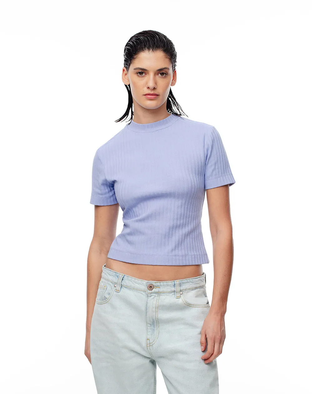 Camiseta crop slim algodón lila mujer sold by Gef product image thumbnail 4