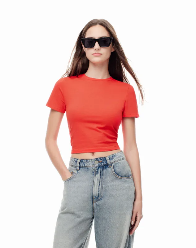 Camiseta slim fit manga corta roja sold by Gef