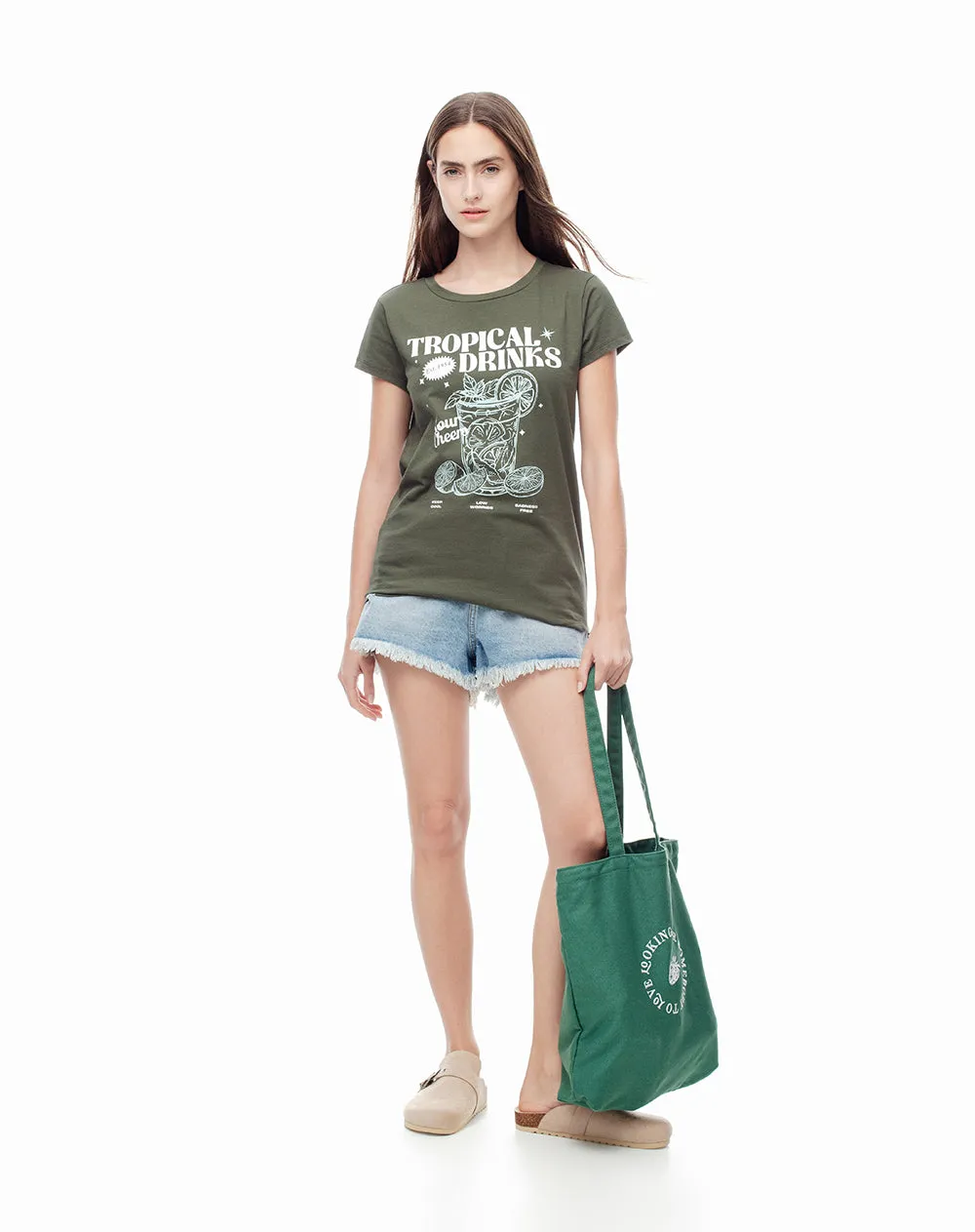 Camiseta regular algodón verde estampada mujer sold by Gef product image thumbnail 4