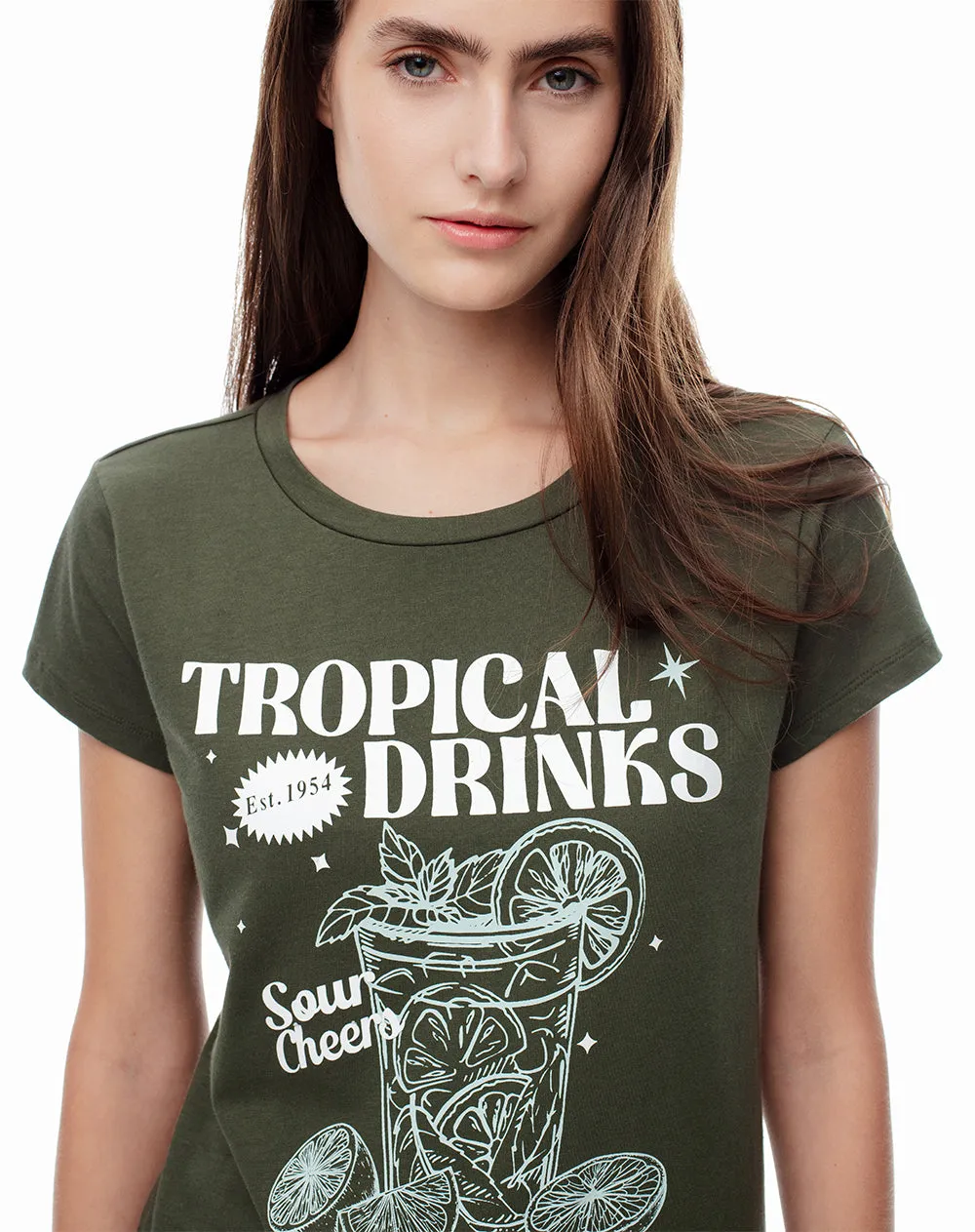 Camiseta regular algodón verde estampada mujer sold by Gef product image thumbnail 3