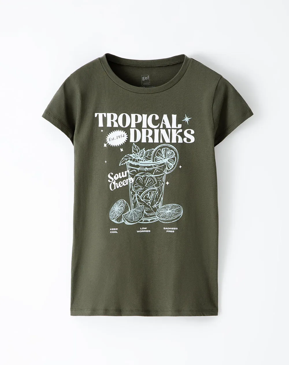 Camiseta regular algodón verde estampada mujer sold by Gef product image thumbnail 5