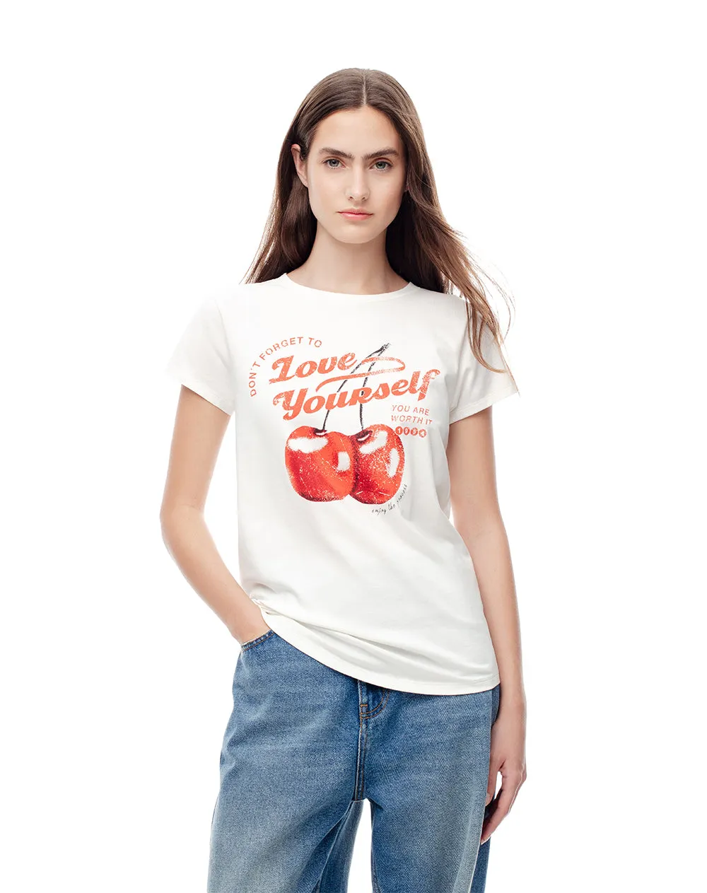 Camiseta regular algodón beige estampada mujer sold by Gef product image thumbnail 3