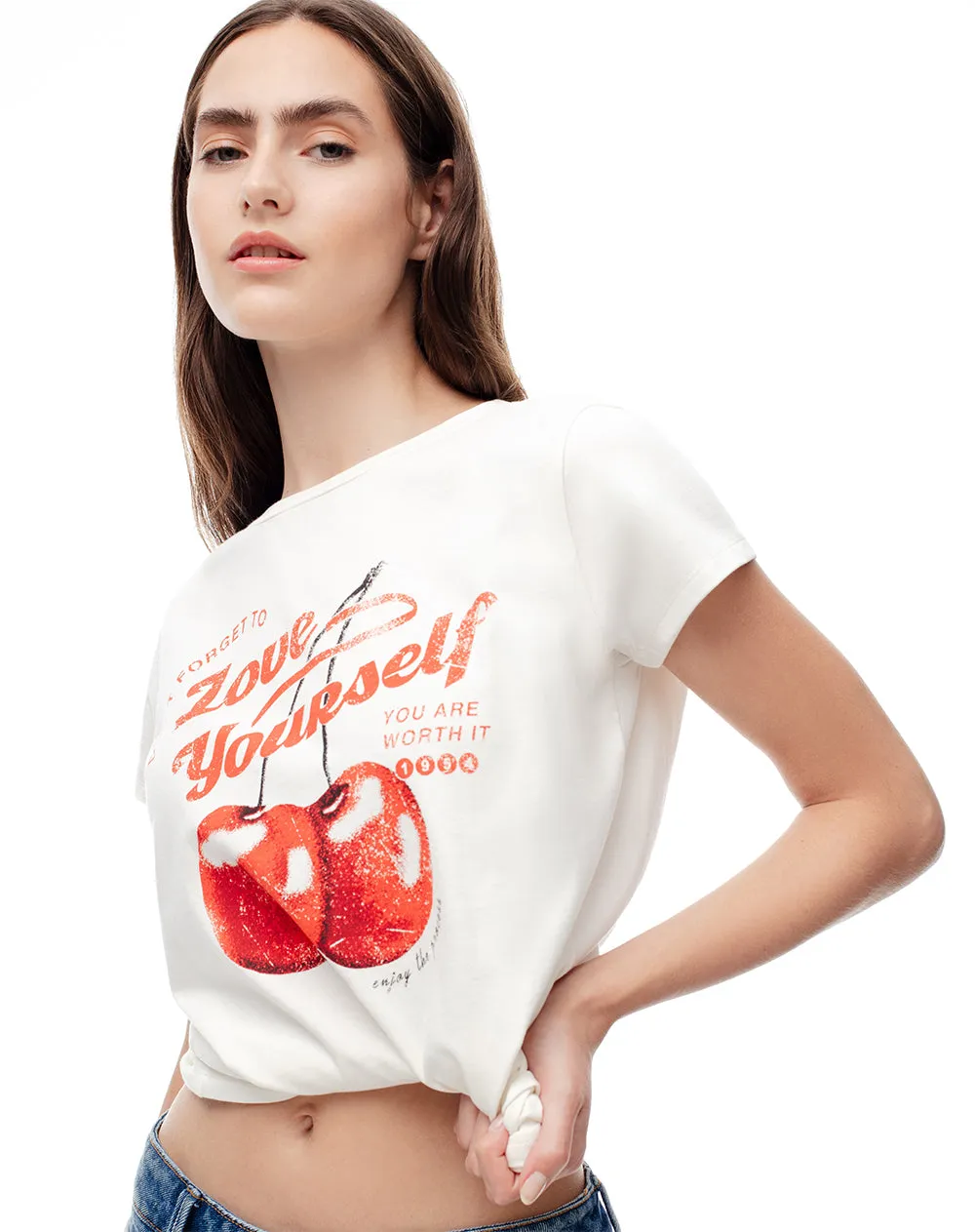 Camiseta regular algodón beige estampada mujer sold by Gef