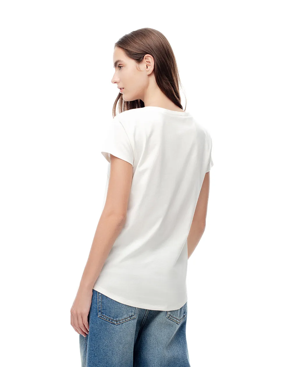 Camiseta regular algodón beige estampada mujer sold by Gef product image thumbnail 2