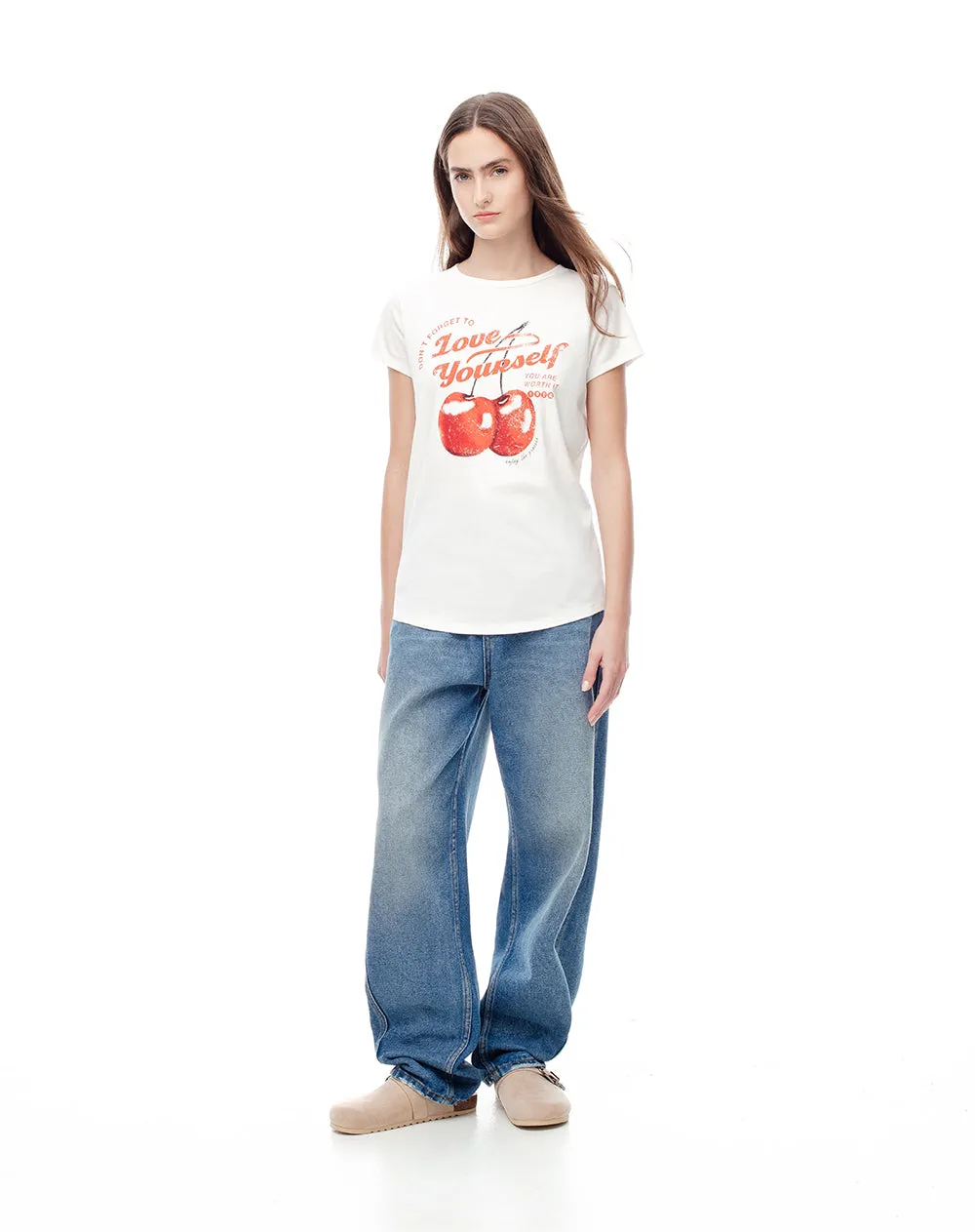 Camiseta regular algodón beige estampada mujer sold by Gef product image thumbnail 5