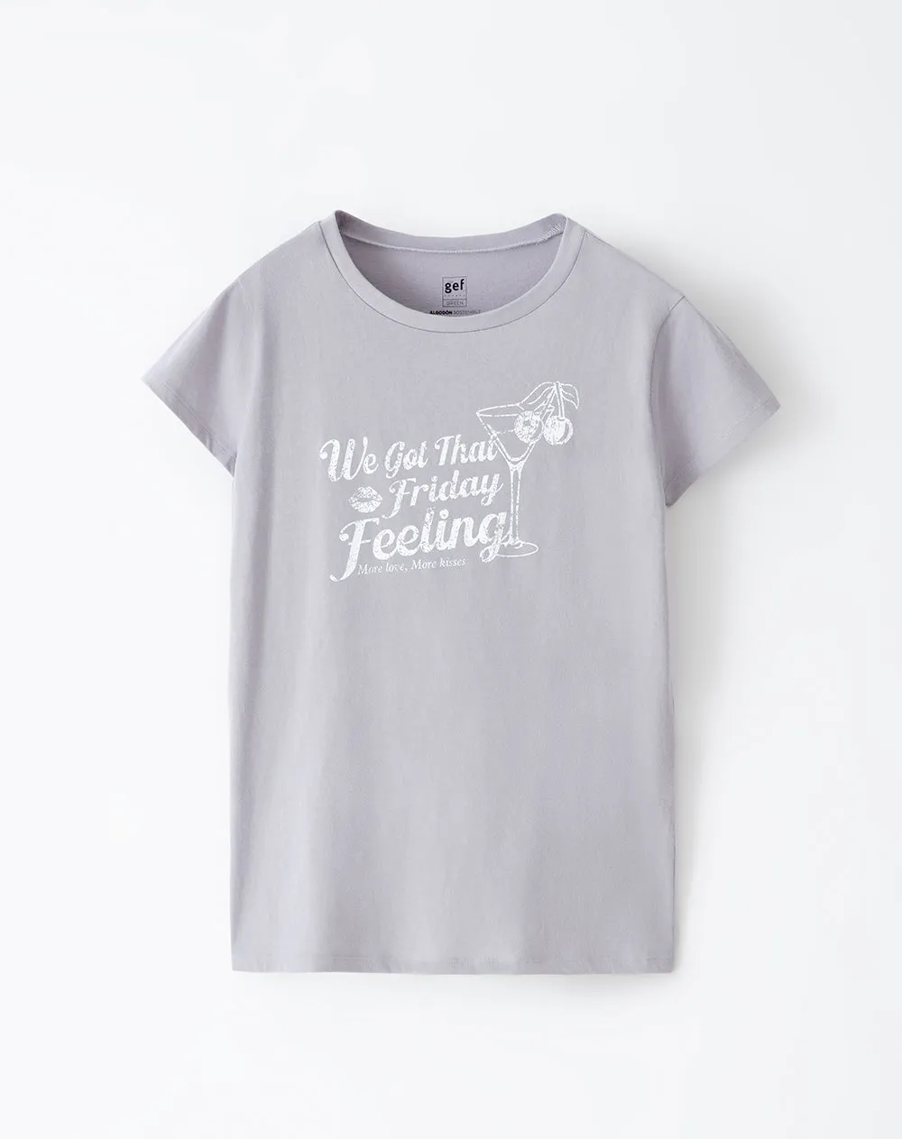 Camiseta regular algodón gris estampada mujer sold by Gef product image thumbnail 5