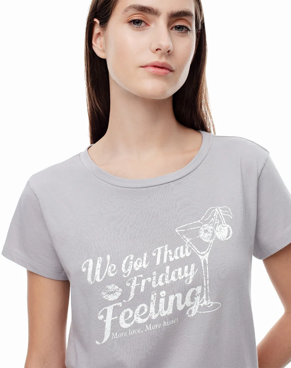 Camiseta regular algodón gris estampada mujer sold by Gef product image thumbnail 3