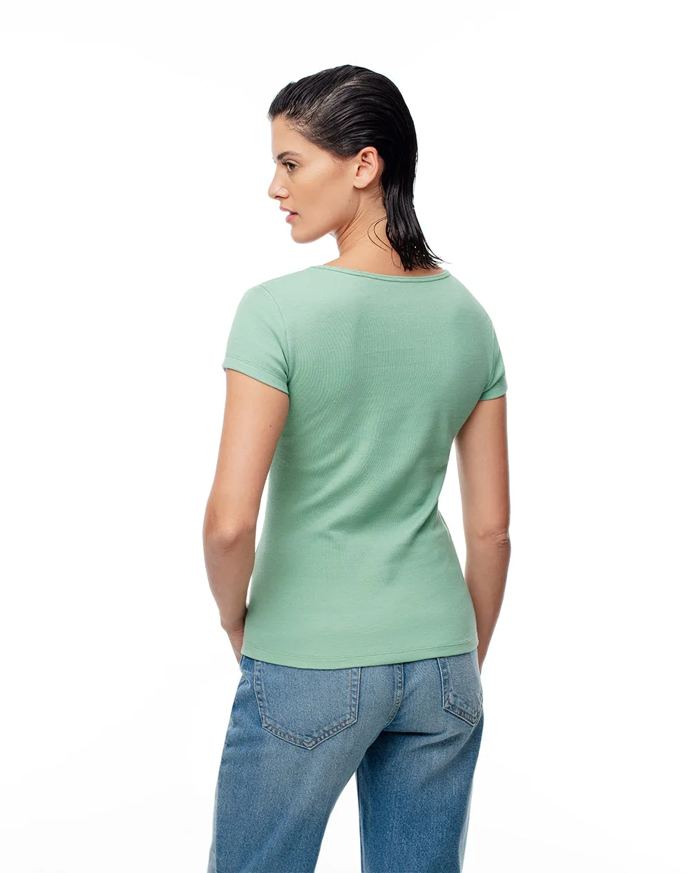 Camiseta slim algodón verde mujer sold by Gef product image thumbnail 2