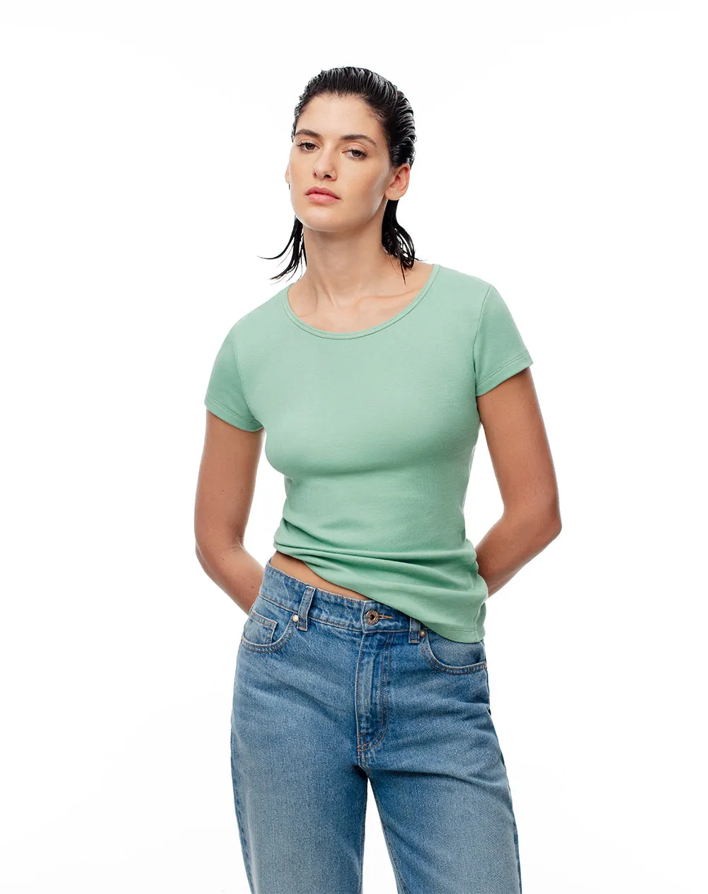 Camiseta slim algodón verde mujer sold by Gef product image thumbnail 4