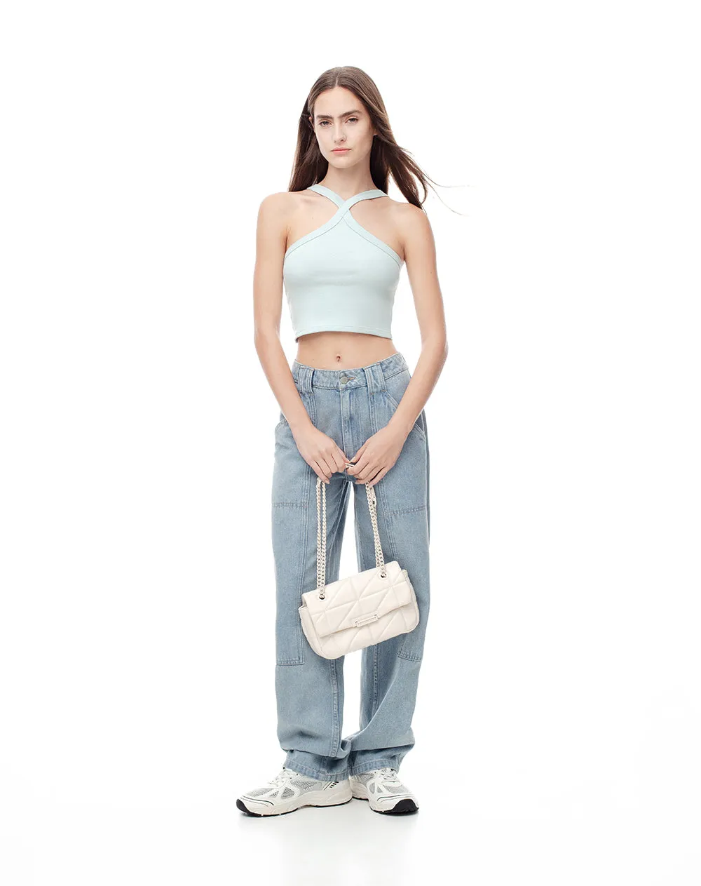 Crop top slim rib algodón azul mujer sold by Gef product image thumbnail 5