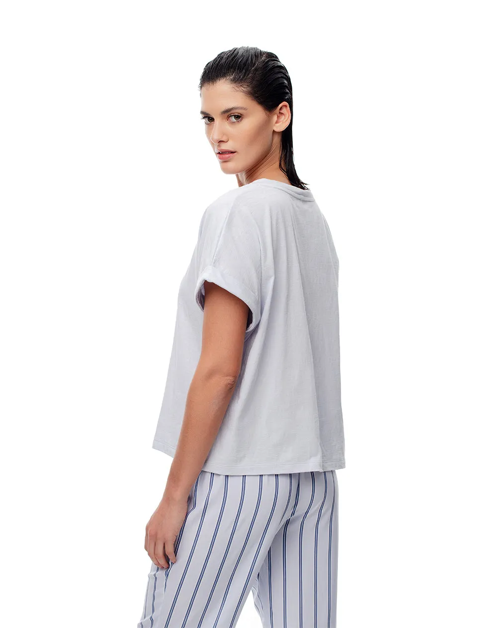 Camiseta regular algodón azul mujer sold by Gef product image thumbnail 2