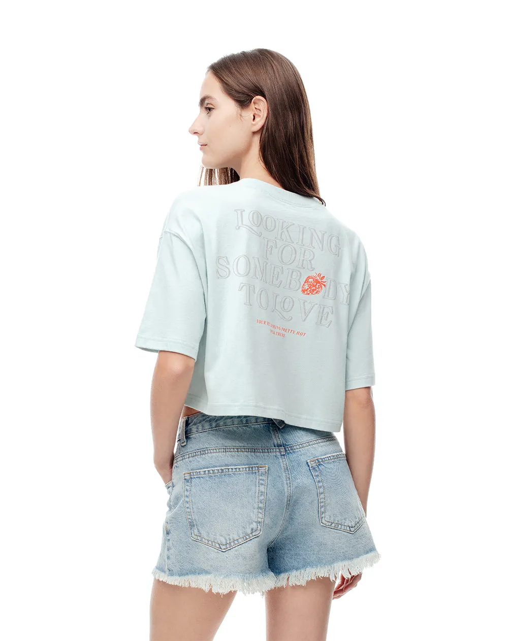 Camiseta crop regular algodón azul estampada mujer sold by Gef product image thumbnail 2
