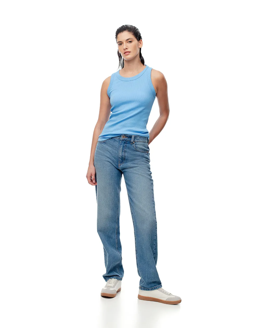 Camiseta esqueleto slim rib algodón azul mujer sold by Gef product image thumbnail 5