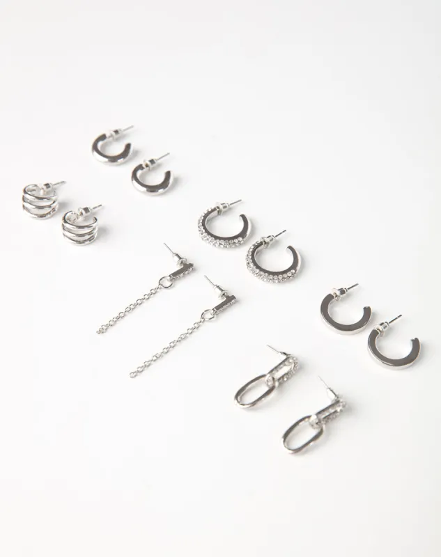 6 pares de aretes plateados sold by Gef