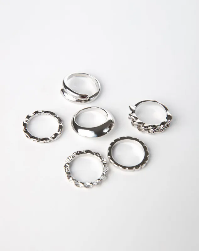 Pack 6 anillos plateados sold by Gef