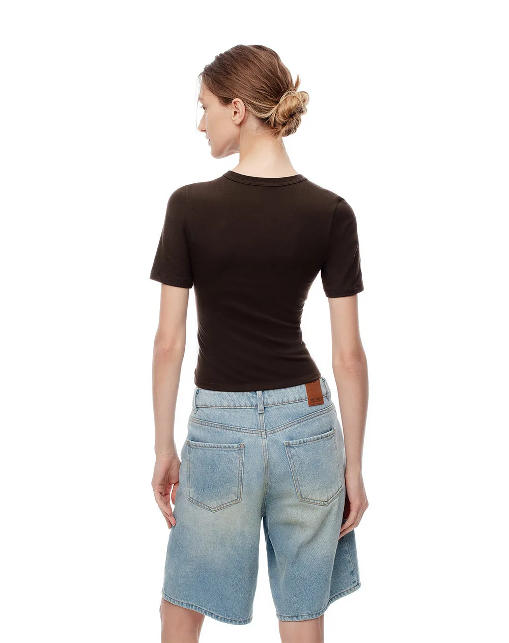 Camiseta slim rib algodón chocolate mujer sold by Gef product image thumbnail 2