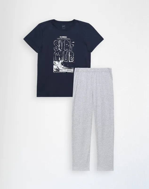 Pijama regular fit manga corta azul sold by Gef