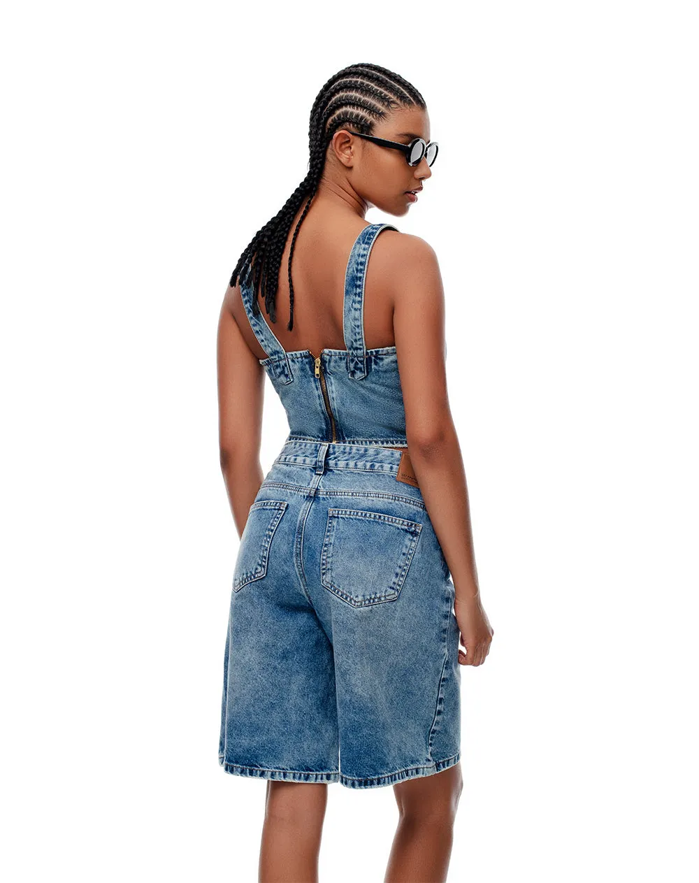 Bermuda denim tiro alto índigo medio mujer sold by Gef product image thumbnail 2