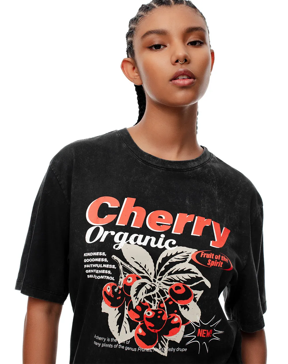 Camiseta regular algodón negra estampada mujer sold by Gef product image thumbnail 3