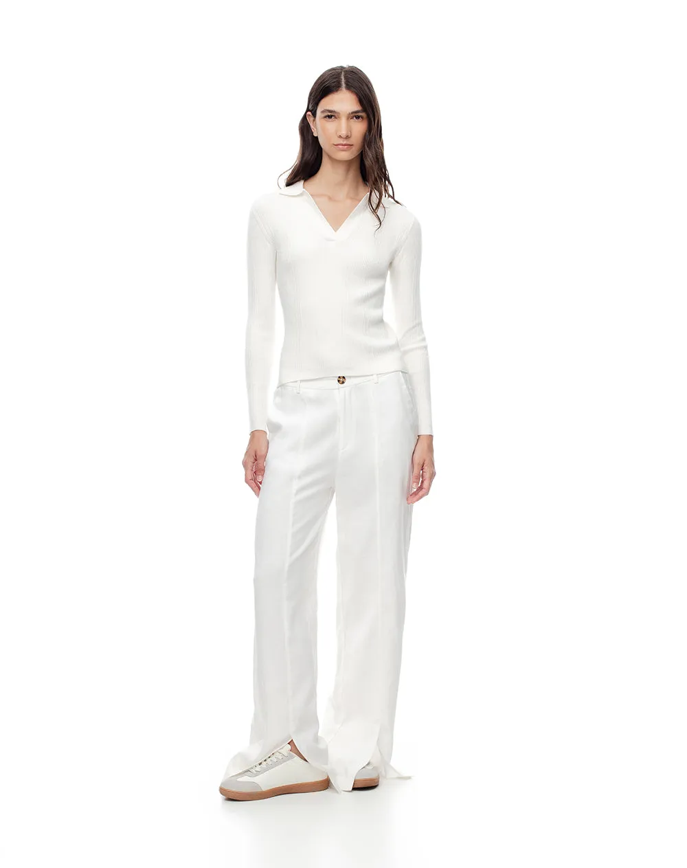 Camibuzo tipo polo slim tejido de punto blanco mujer sold by Gef product image thumbnail 4