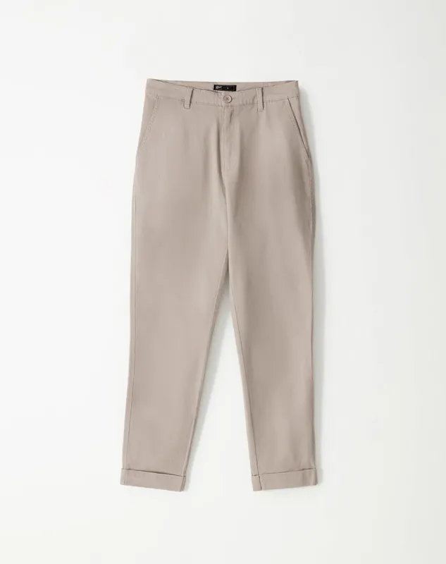 Pantalón tiro medio algodón taupe para mujer sold by Gef