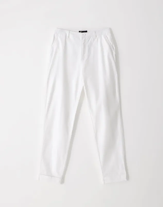 Pantalón recto tiro medio algodón blanco mujer sold by Gef