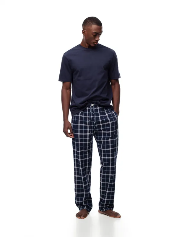 Pantalón regular fit tiro medio azul cuadros sold by Gef