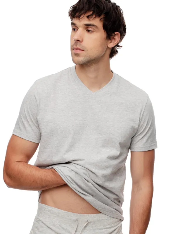 Camiseta relaxed fit manga corta gris jaspeada sold by Gef