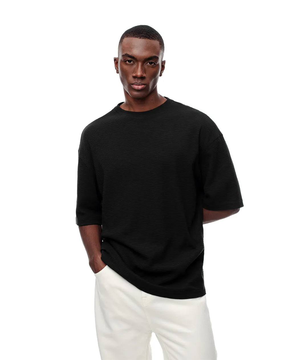 Camiseta oversize negra hombre sold by Gef