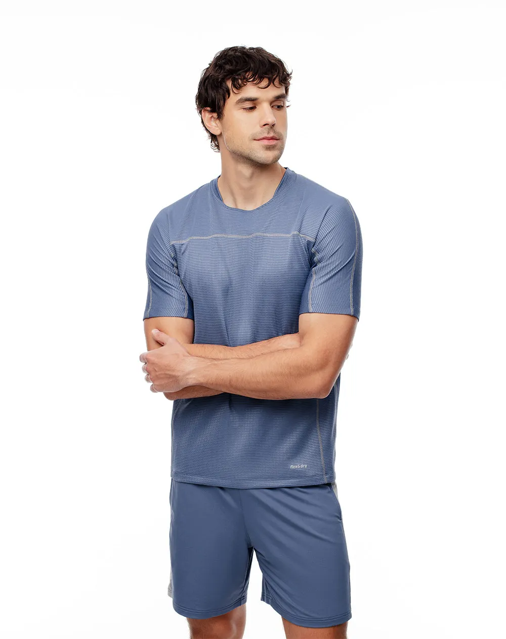 Camiseta deportiva antibacterial azul hombre sold by Gef