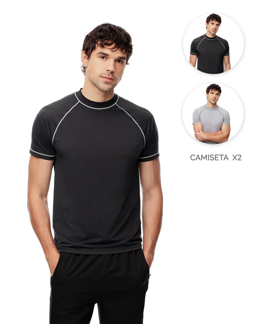 Camiseta desportiva secado rápido x2unds surtidas hombre sold by Gef