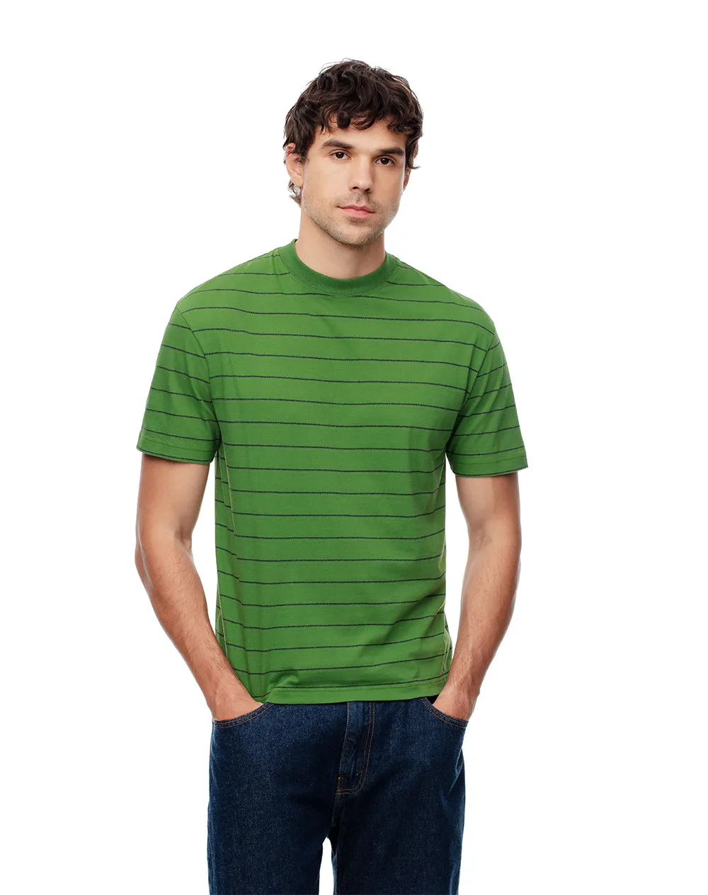 Camiseta regular algodón verde rayas hombre sold by Gef product image thumbnail 3