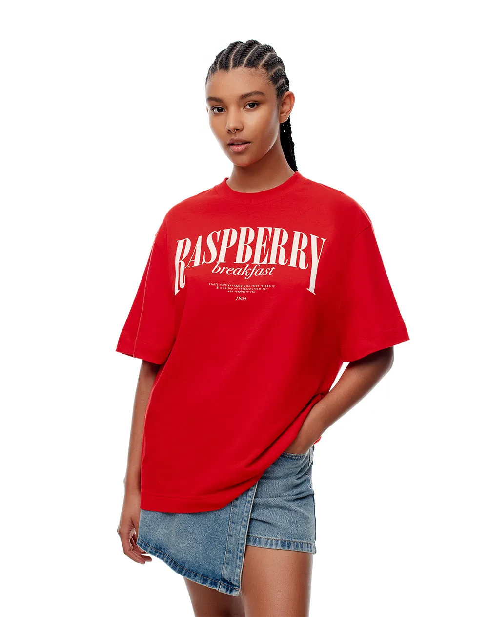 Camiseta relaxed fit manga corta roja sold by Gef