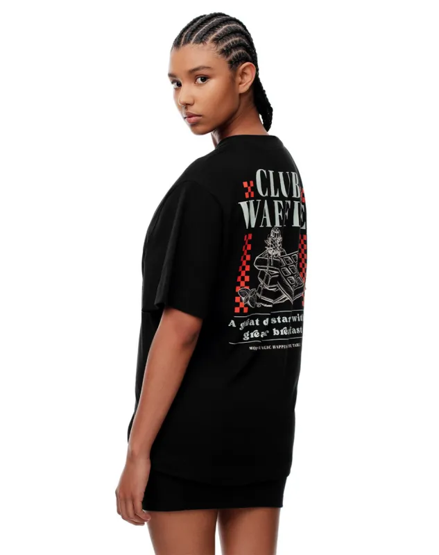 Camiseta oversize algodón negra estampada mujer sold by Gef