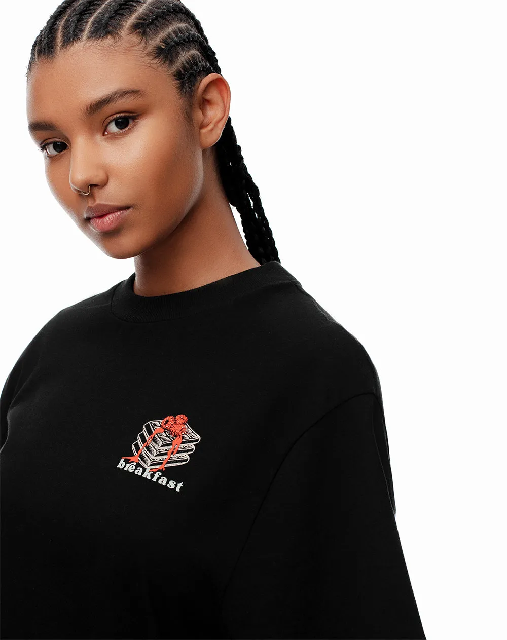 Camiseta oversize algodón negra estampada mujer sold by Gef product image thumbnail 4