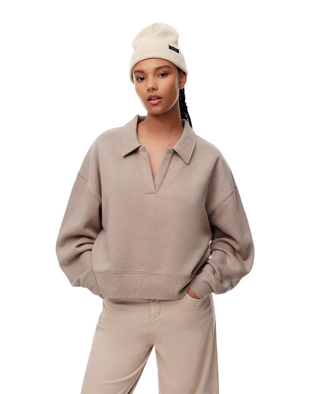 Buzo tipo polo regular taupe mujer sold by Gef