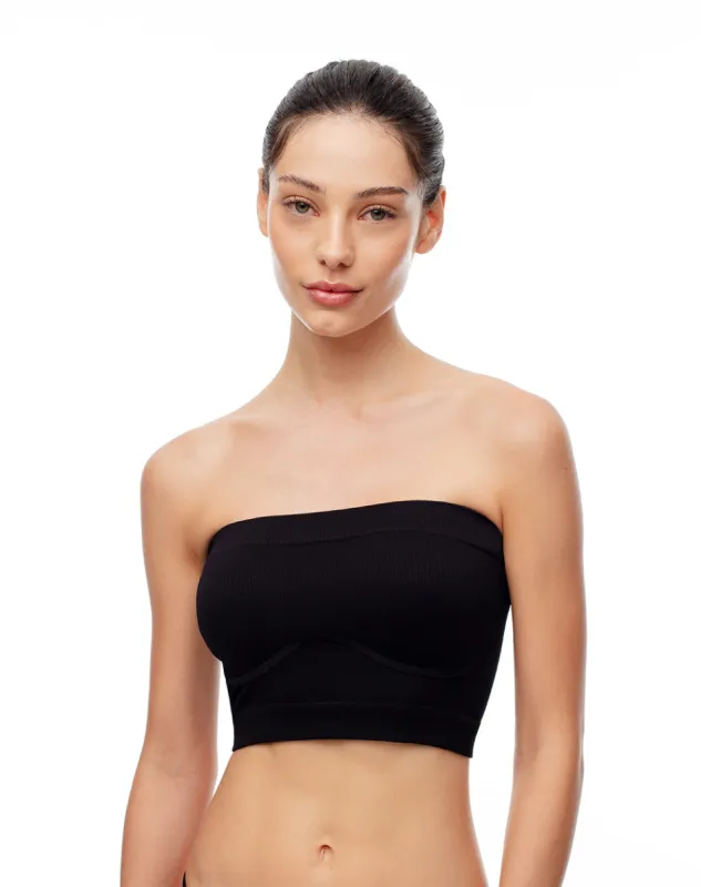 Top soporte medio strapless negro sold by Gef