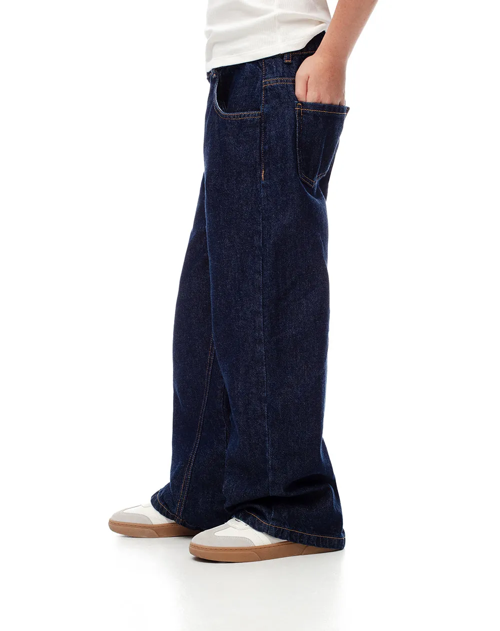 Jean wide leg tiro medio índigo oscuro niña sold by Gef product image thumbnail 4