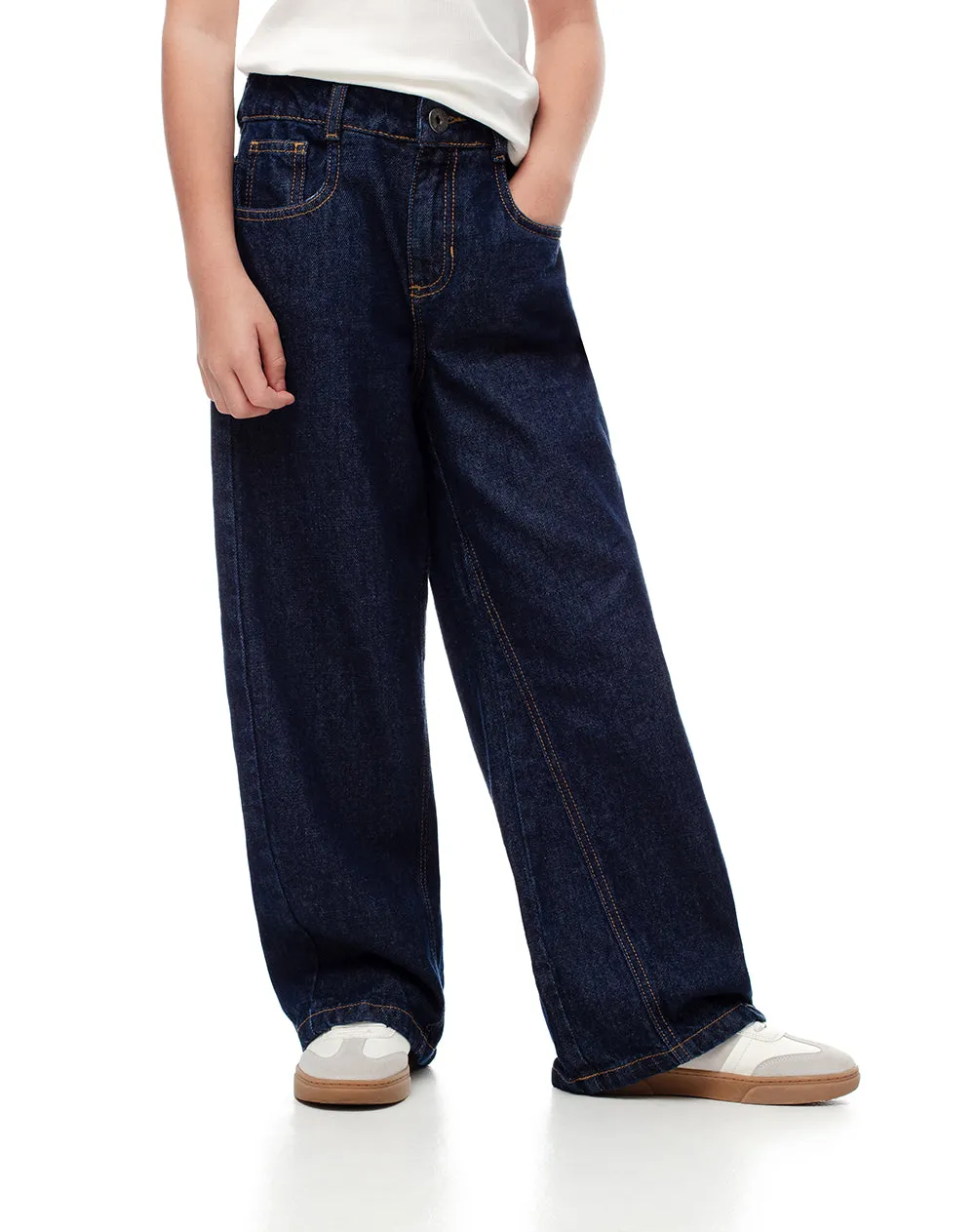 Jean wide leg tiro medio índigo oscuro niña sold by Gef product image thumbnail 3