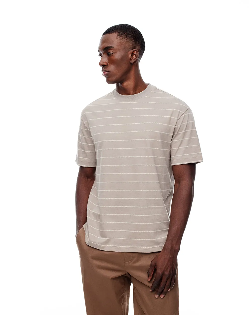 Camiseta regular algodón café rayas hombre sold by Gef
