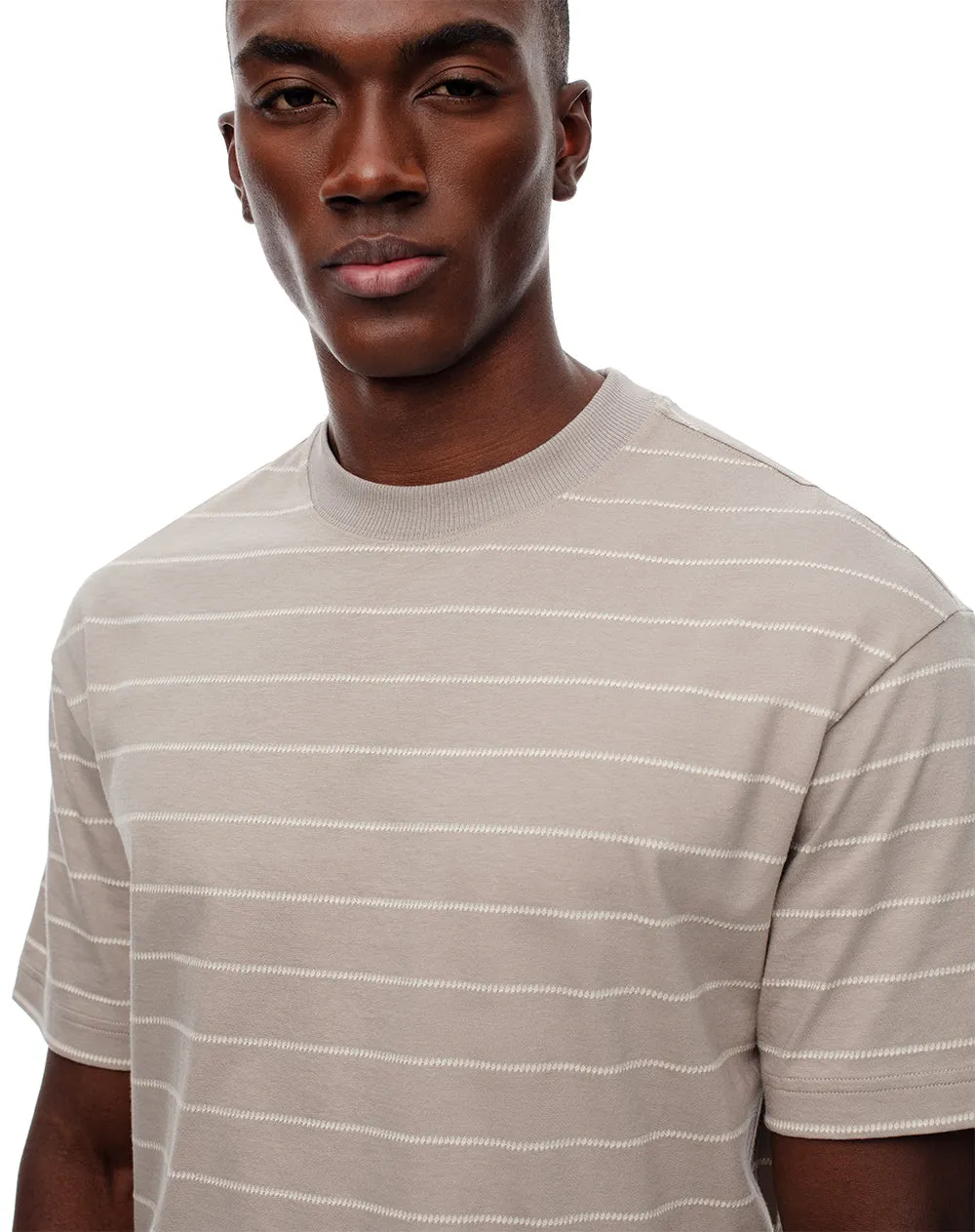 Camiseta regular algodón café rayas hombre sold by Gef product image thumbnail 3
