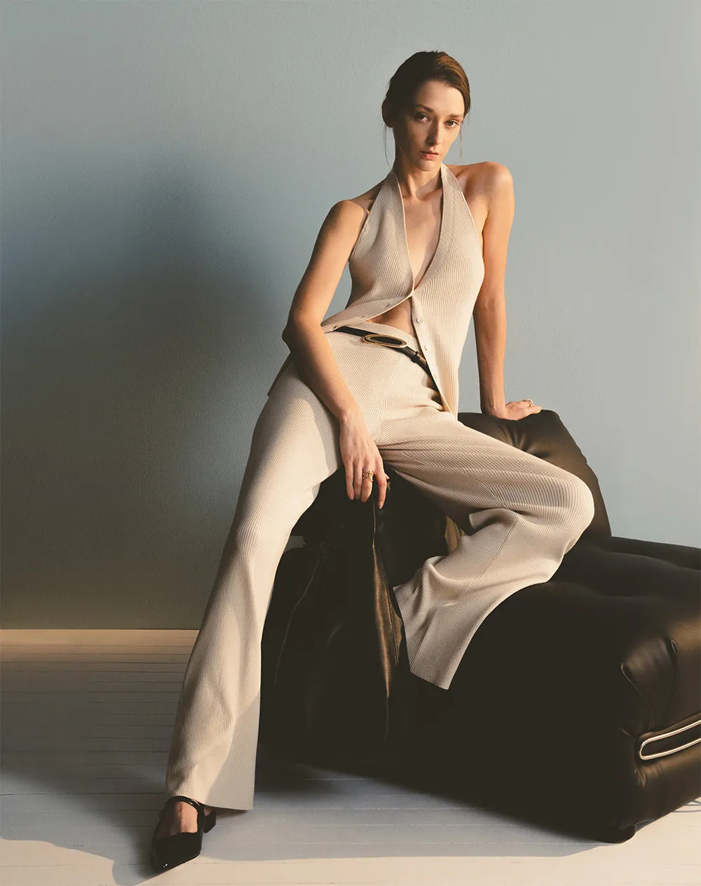 Pantalón fitted fit tiro alto habano sold by Gef product image thumbnail 3