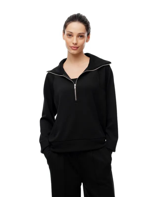 Buzo algodón cuello alto con cierre negro para mujer sold by Gef