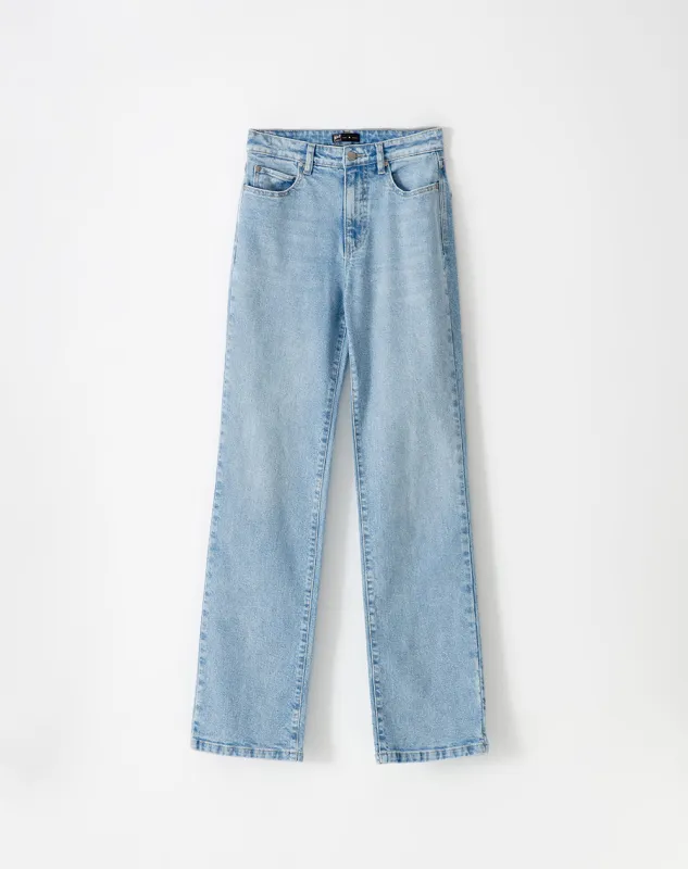 Jean recto tiro alto índigo medio mujer sold by Gef